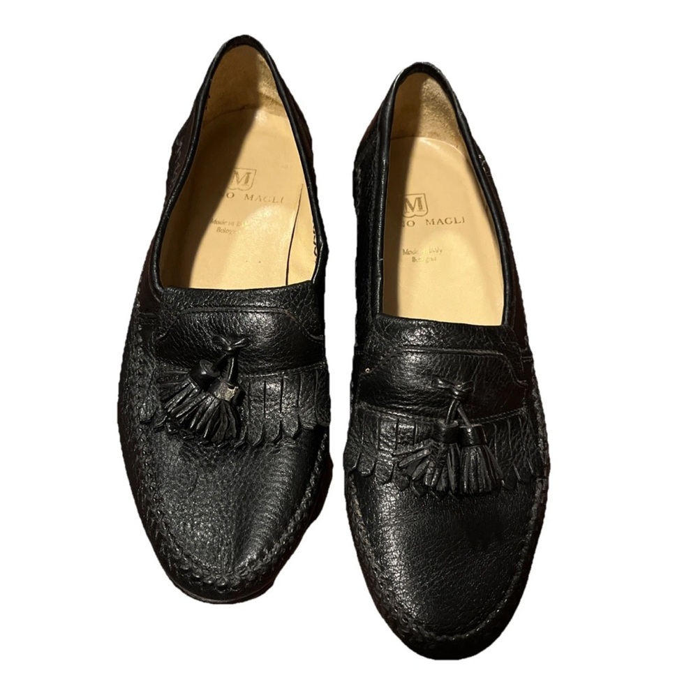 Bruno Magli Men's Black Leather Tassel Loafers